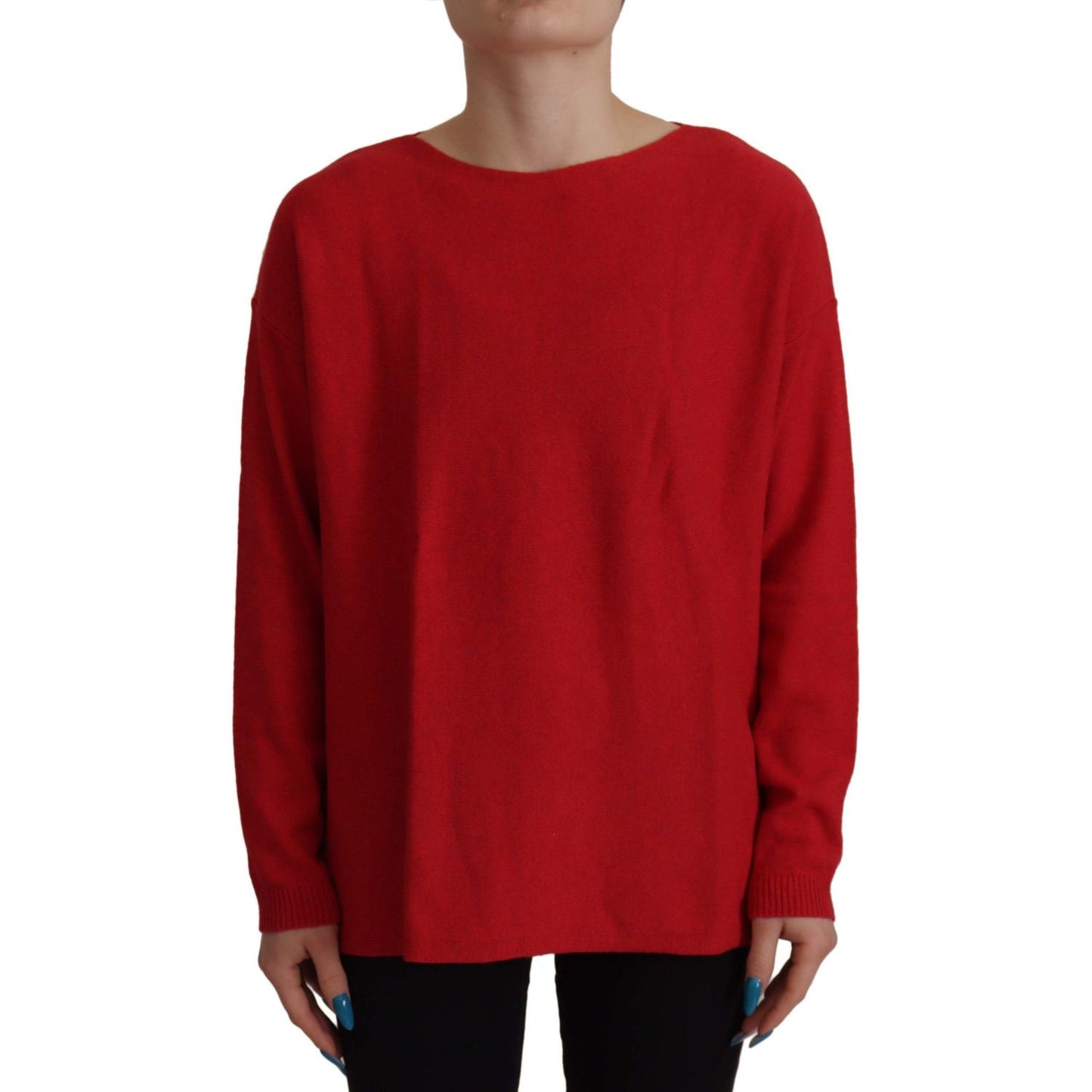 Dolce & Gabbana Red Wool Knit Round Neck Pullover Sweater