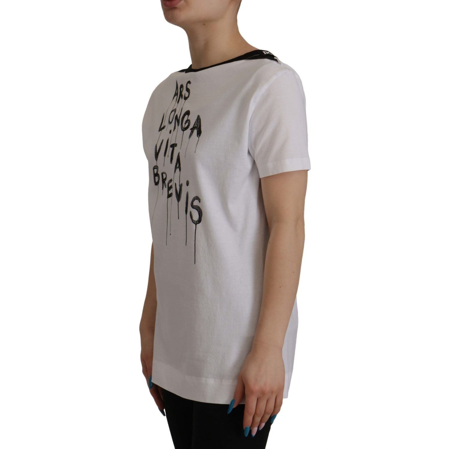 优雅圆领标语 T 恤