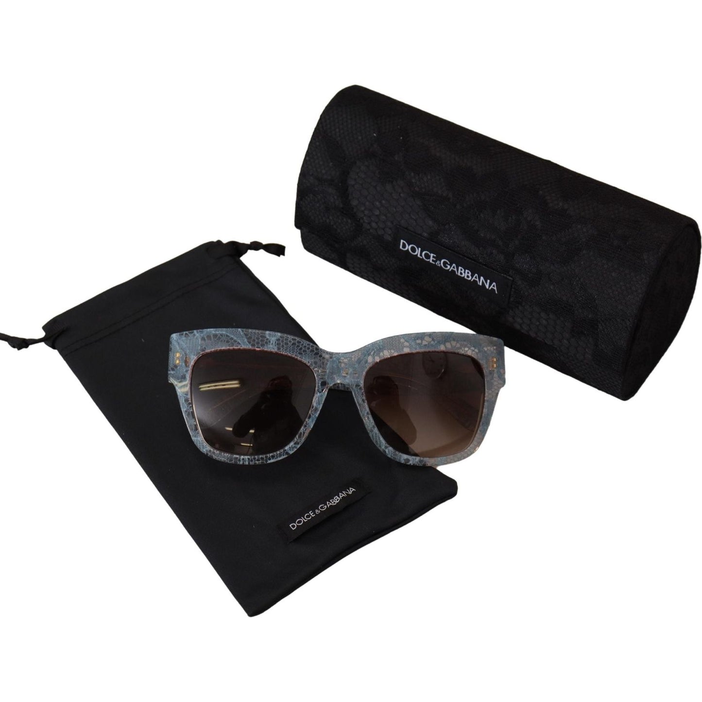 Dolce & Gabbana Blue Lace Acetate Rectangle DG4231 Shades Sunglasses