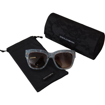 Dolce & Gabbana Blue Lace Acetate Rectangle DG4231 Shades Sunglasses