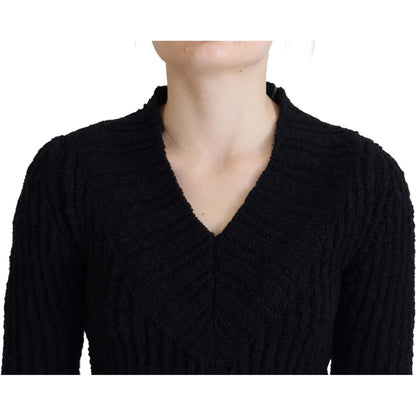 Dolce & Gabbana Black Wool Knitted Sheath Sweater Dress WOMAN DRESSES