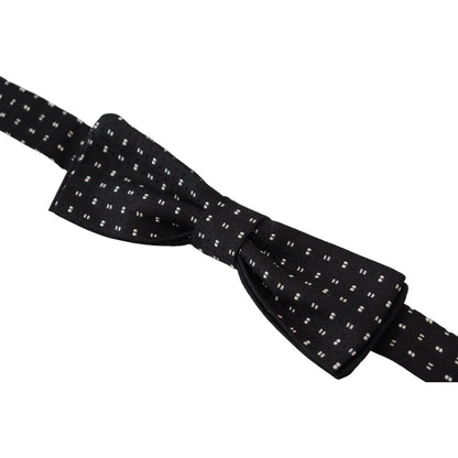 Dolce & Gabbana Black Silk Patterned Neck Papillon Accessory Bow Tie