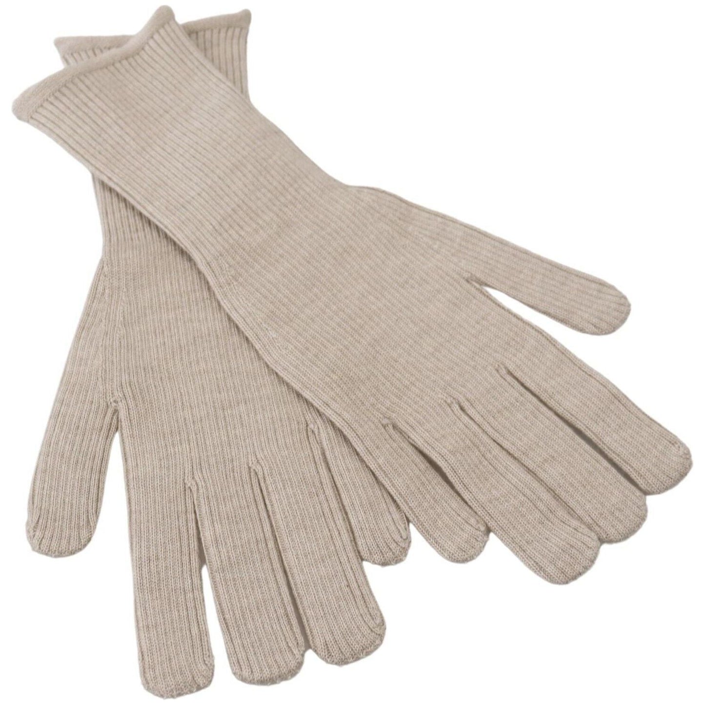 Dolce & Gabbana Ivory Cashmere Silk Hands Mitten Mens Gloves