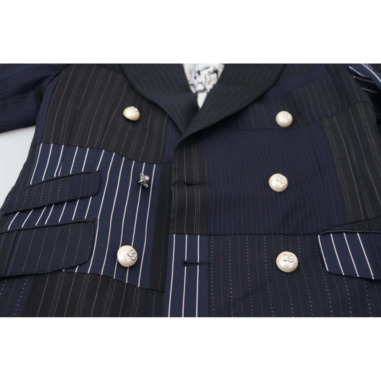 سترة صوفية أنيقة مزدوجة الصدر باللون الأزرق الداكن من دولتشي آند غابانا