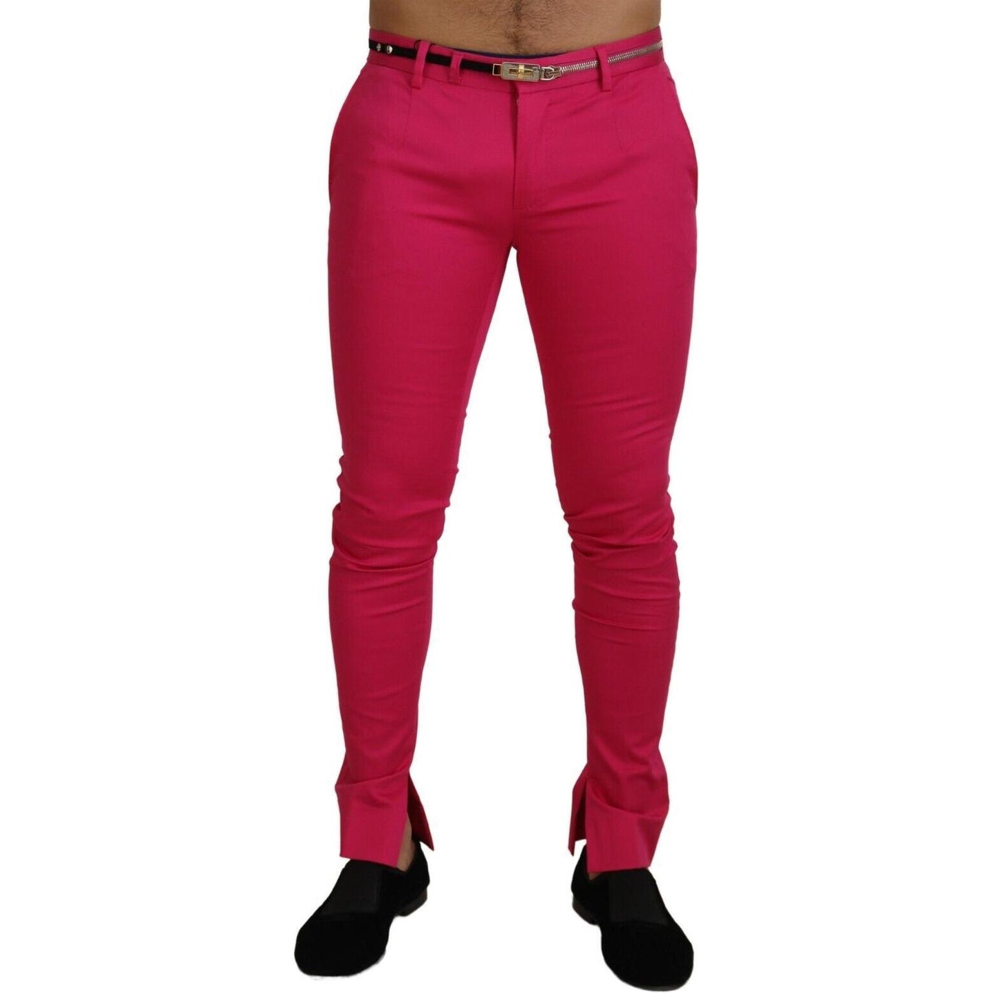 Dolce & Gabbana Pink Zipper Buckle Waist Trousers Pants