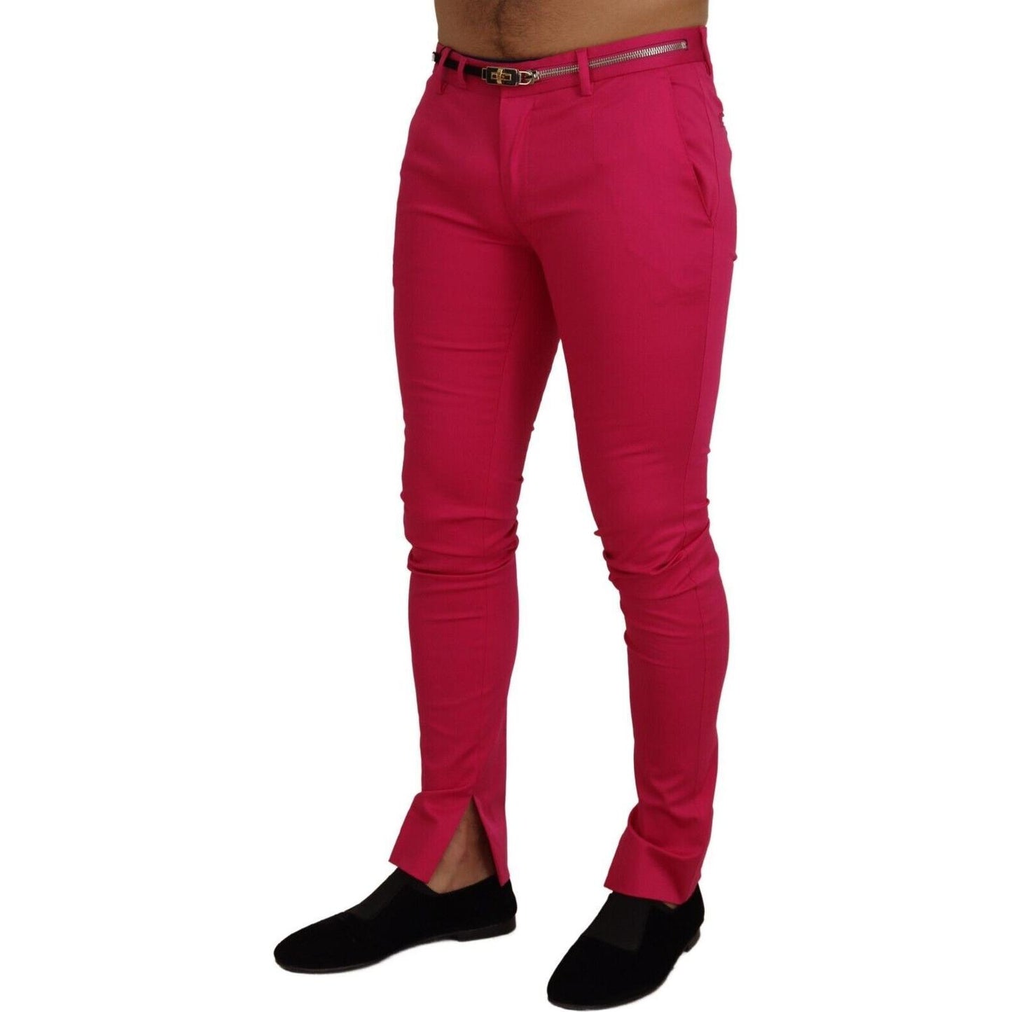 Dolce & Gabbana Pink Zipper Buckle Waist Trousers Pants