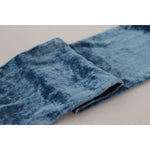 Dolce & Gabbana Blue Velvet Solid Neck Warmer Men's Shawl Scarf