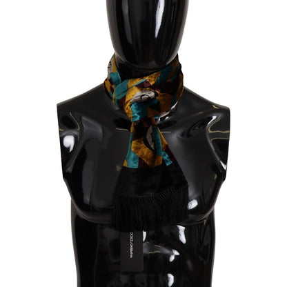 Dolce & Gabbana Multicolor DG Logo Print Shawl Wrap Fringe Scarf