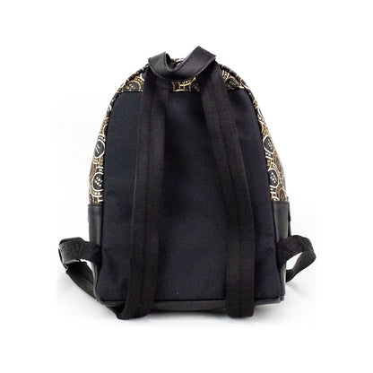Marc Jacobs Signet Mini Black Logo Printed Leather Shoulder Backpack Bookbag