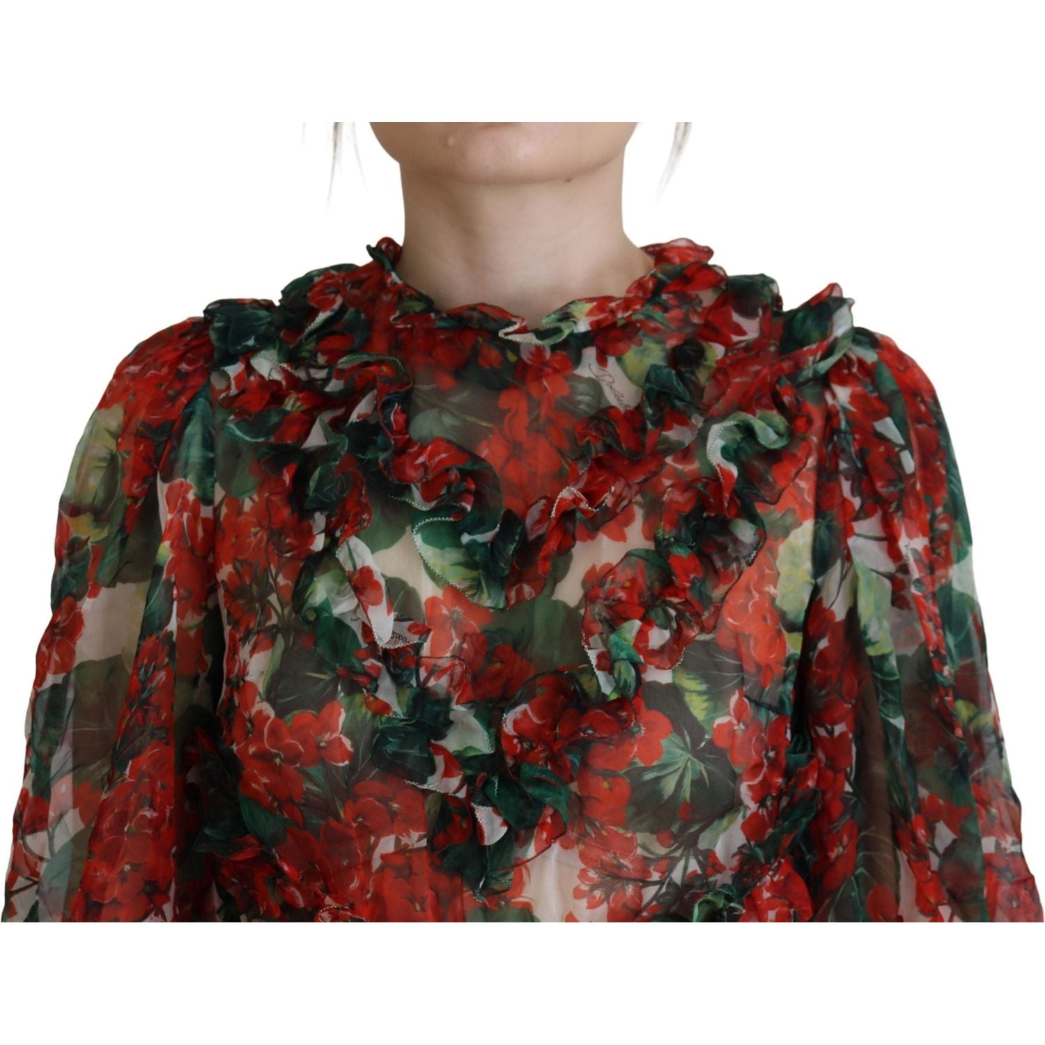 优雅多色 A 字形真丝连衣裙