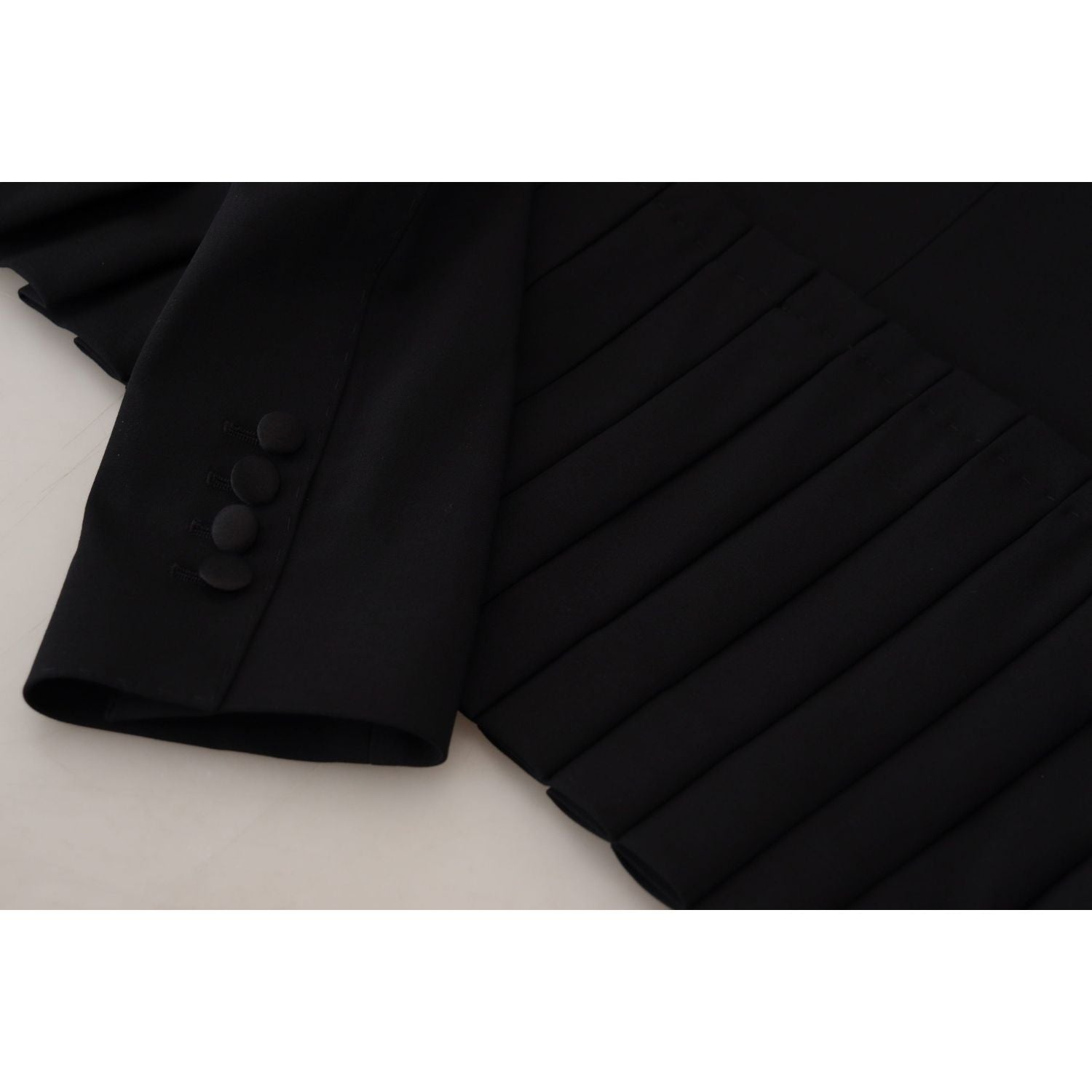 优雅黑色弹力羊毛西装外套