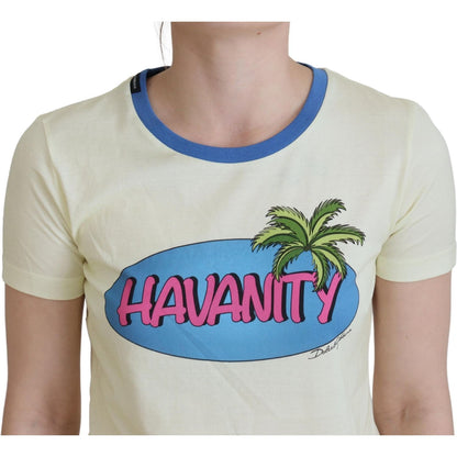 Dolce & Gabbana Yellow Havanity Round Neck Tee Cotton T-shirt