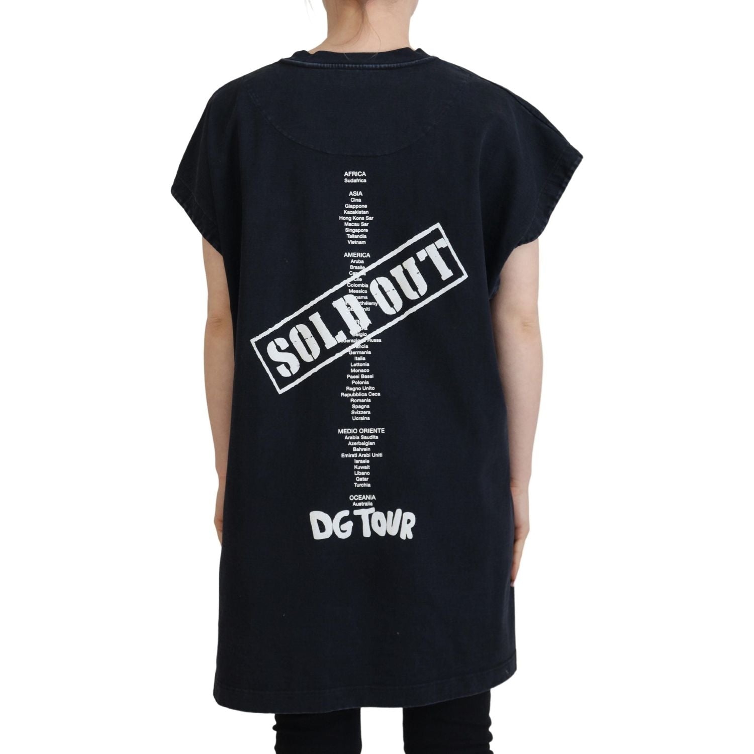 تي شيرت دولتشي آند غابانا الأنيق المصنوع من القطن ذو الرقبة المستديرة مع طباعة