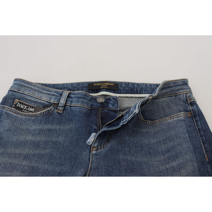 Dolce & Gabbana Blue Washed Cotton Tattered Denim Jeans