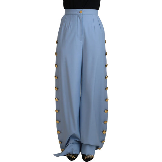 Dolce & Gabbana Light Blue Button Wide Leg Pants