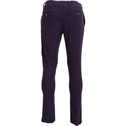 BENCIVENGA Purple Pure Cotton Tapered Mens Pants
