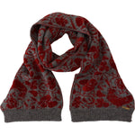 GF Ferre Red Grey Knitted Wrap Warmer Womens Shawl Scarf