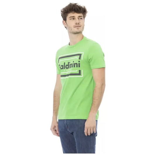 Baldinini Trend Green Cotton Men T-Shirt BA-23180-XS