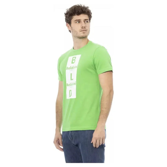 Baldinini Trend Green Cotton Men T-Shirt BA-23157-XS