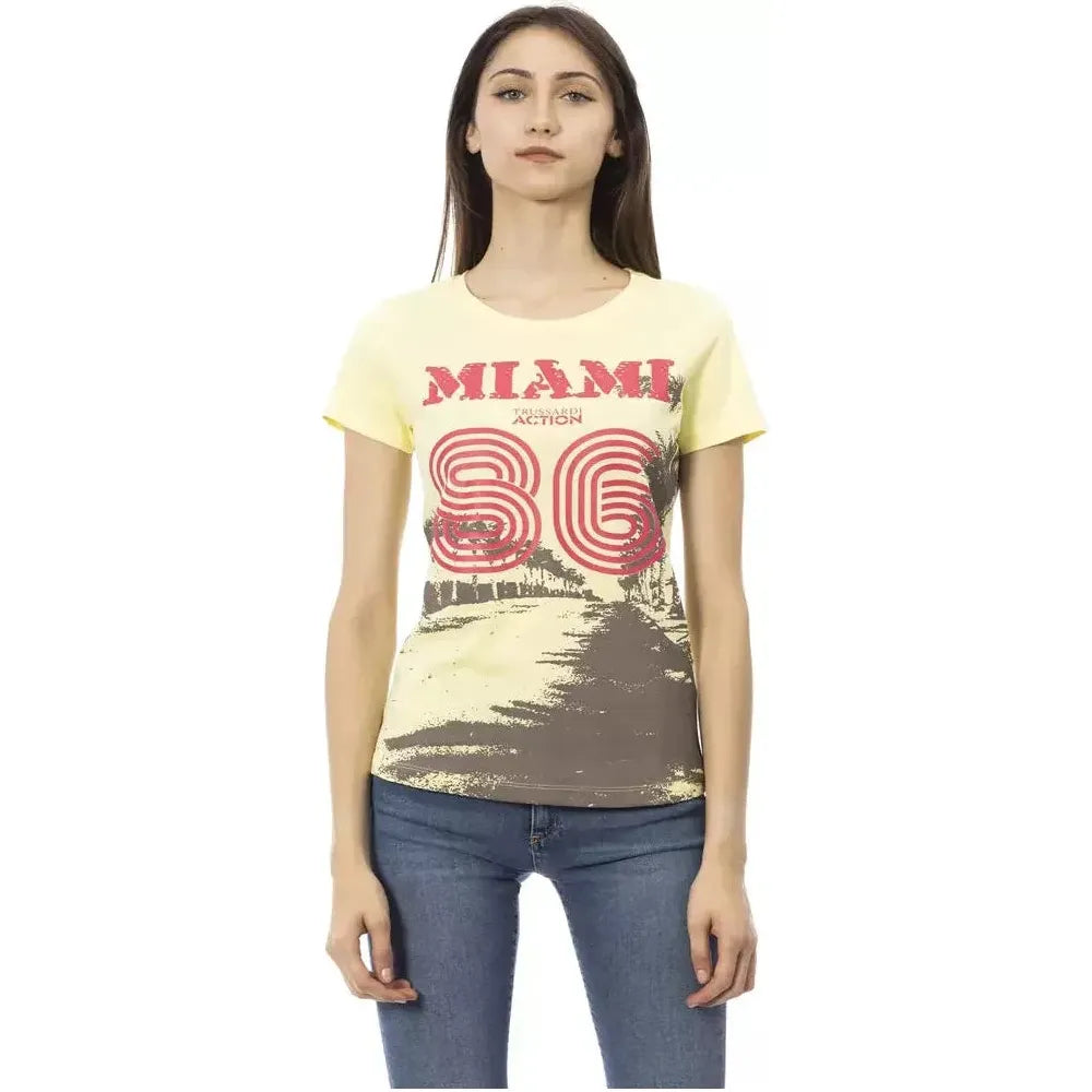 别致的黄色印花短袖上衣