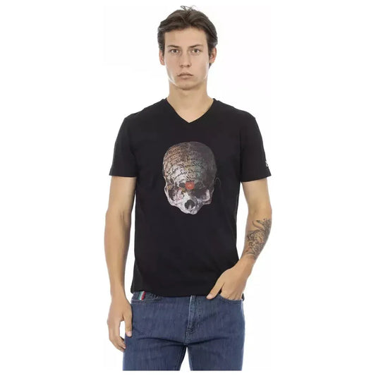 Trussardi Action Black Cotton Men's V-Neck T-Shirt TR-22864-S