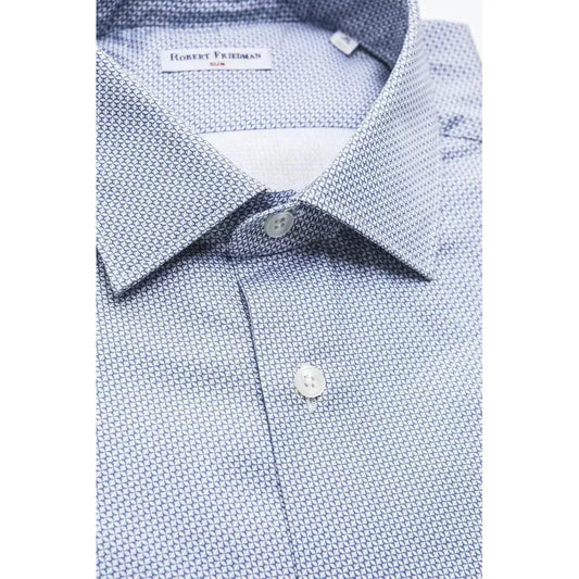 Robert Friedman Light Blue Cotton Men Shirt RO-20390-L