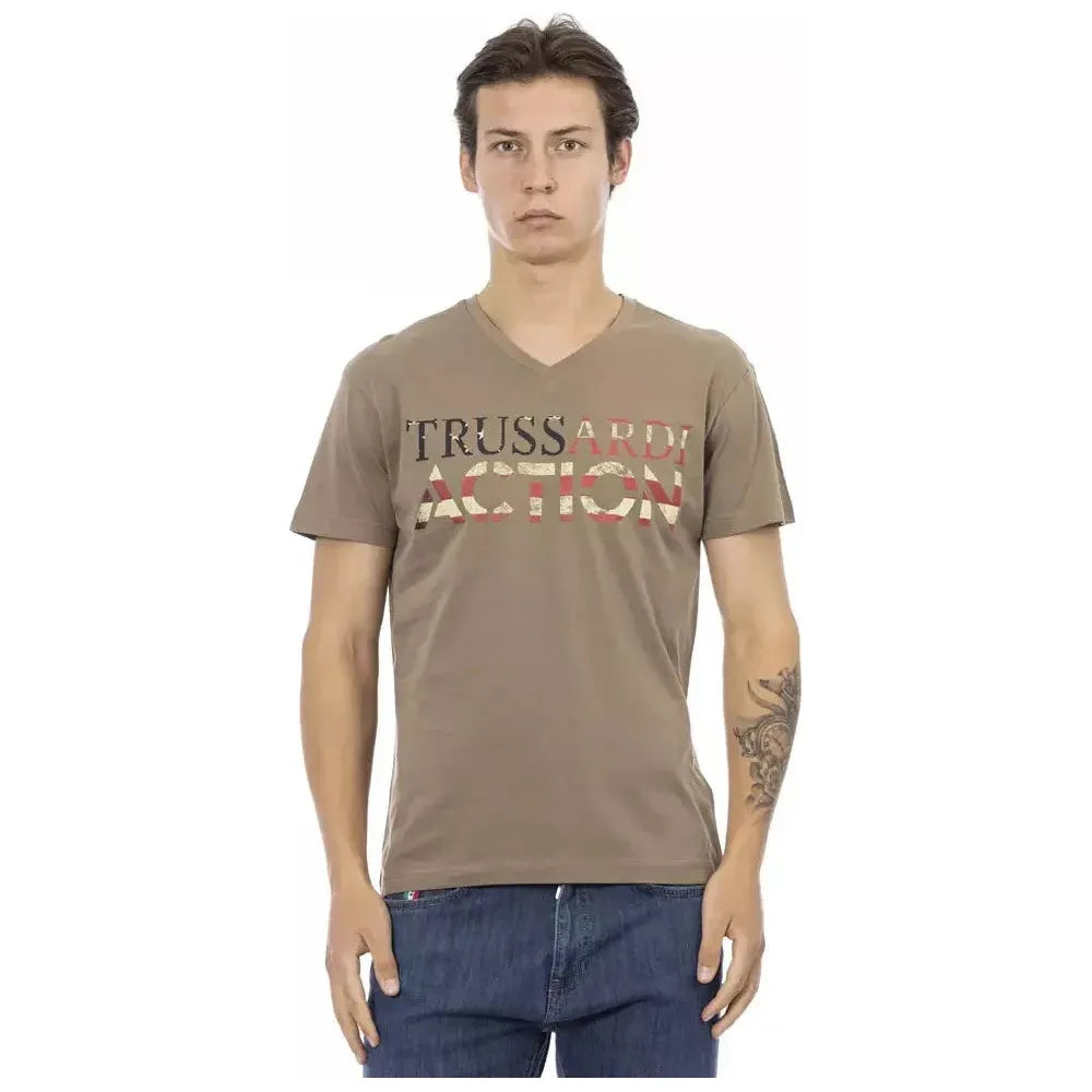 Trussardi Action Brown Cotton Men T-Shirt TR-22867-XXL