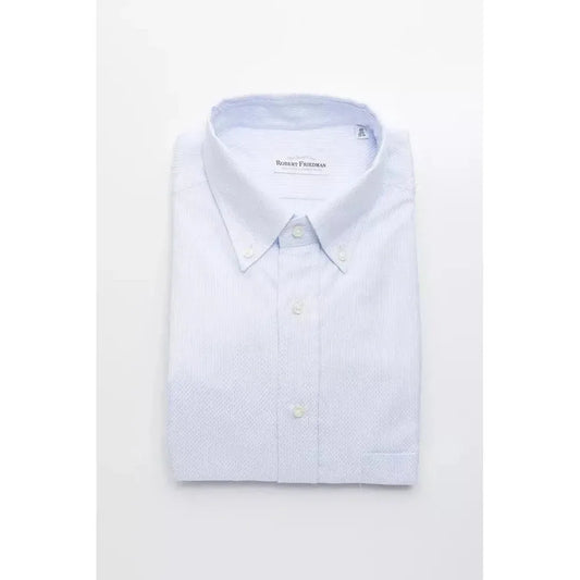 Robert Friedman Light Blue Cotton Men Shirt RO-20466-XL