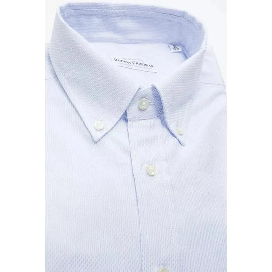 Robert Friedman Light Blue Cotton Men Shirt RO-20466-XL