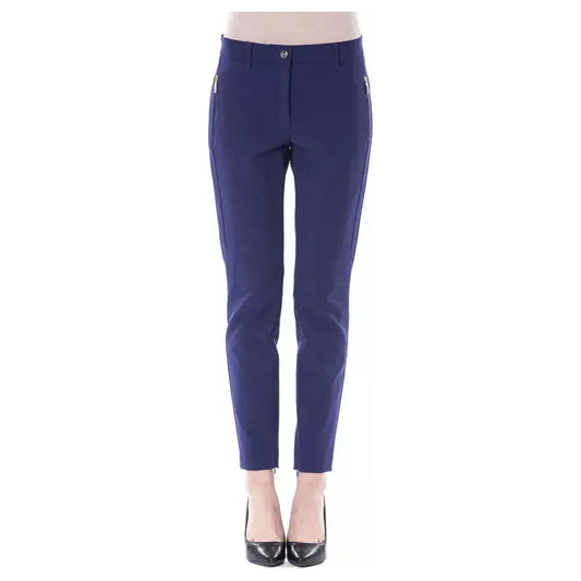 BYBLOS Blue Polyester Women's Slim Fit Pant