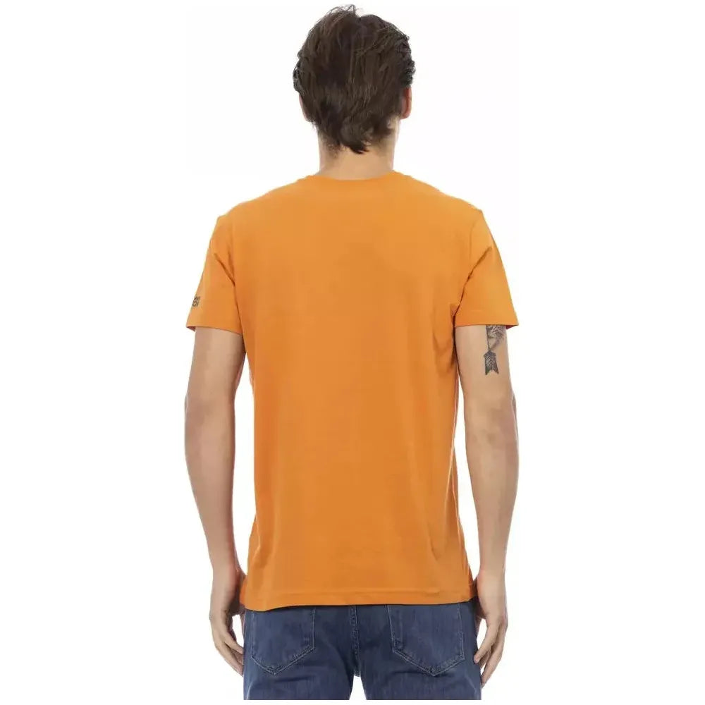 Trussardi Action Orange Cotton Men's V-Neck T-Shirt