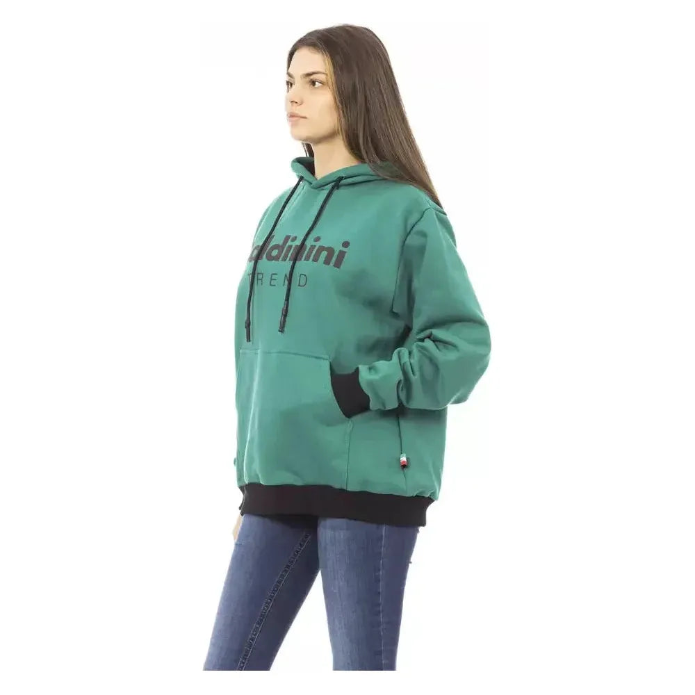 优雅黑色棉质羊毛连帽衫