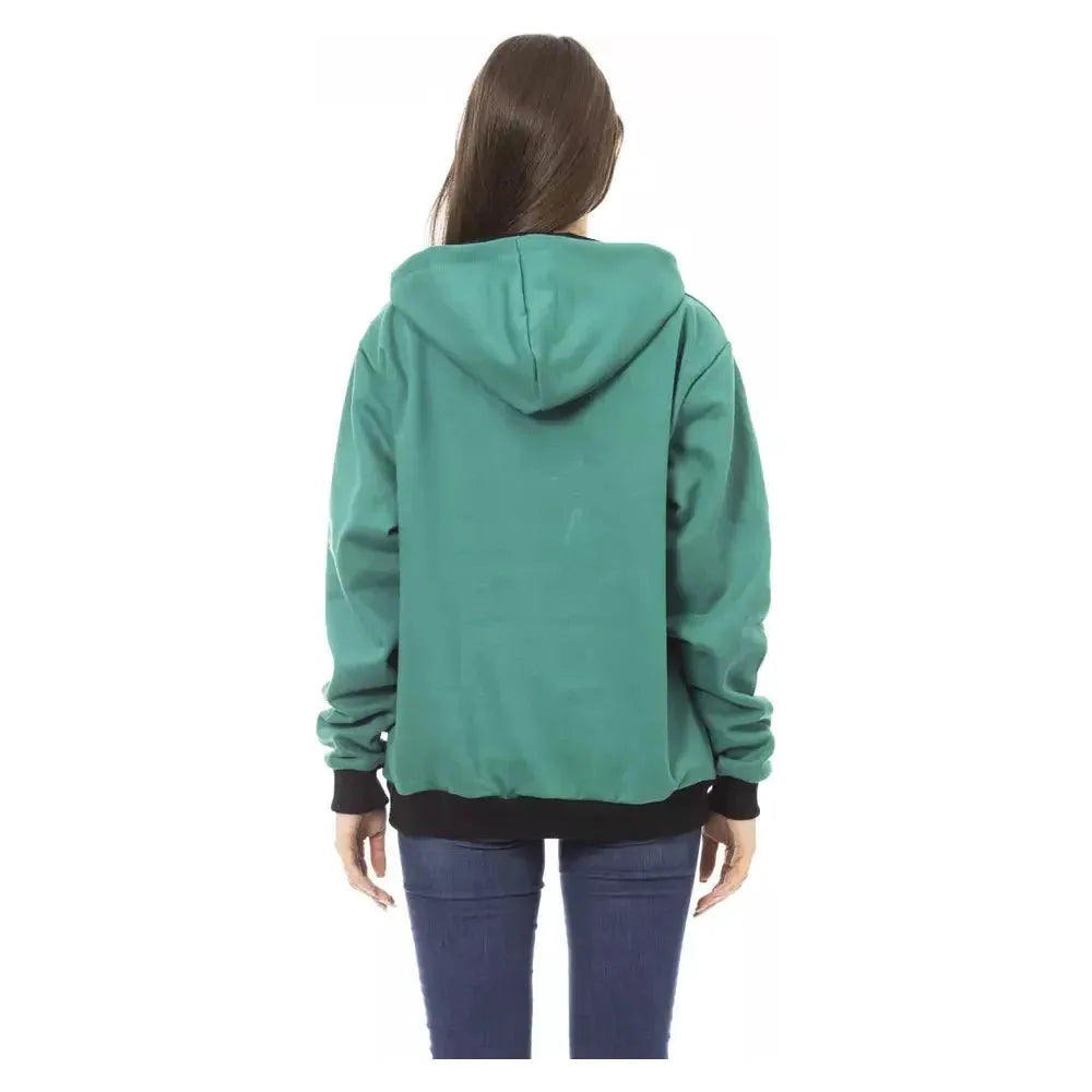 优雅黑色棉质羊毛连帽衫