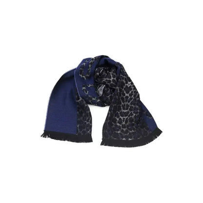 Cavalli Class Blue Wool Men Scarf Scarves