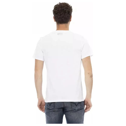 Bikkembergs Elegant White Front Print T-Shirt