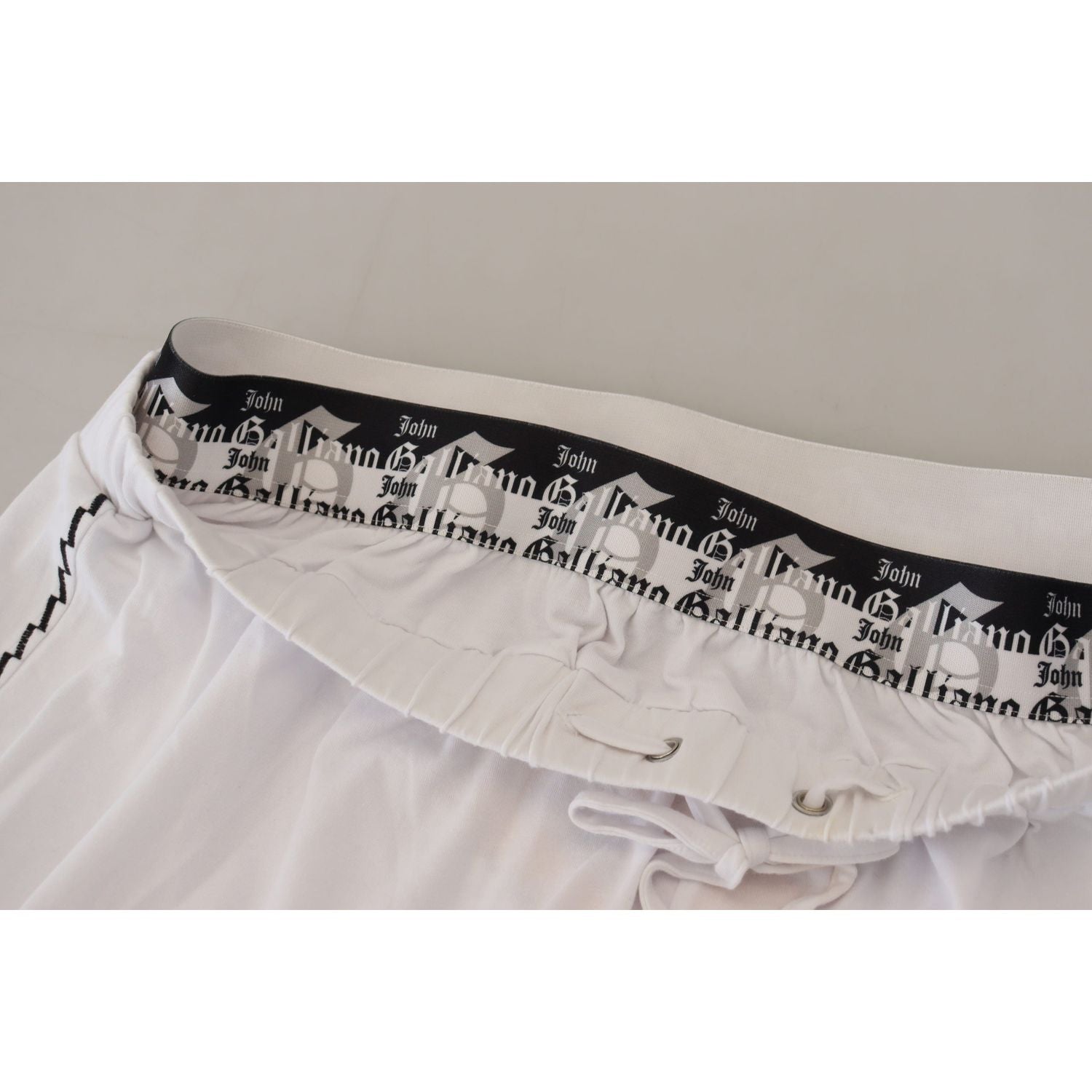 John Galliano White Cotton Logo Loose Men Pants