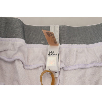 John Galliano White Cotton Logo Mens Jogger Pants