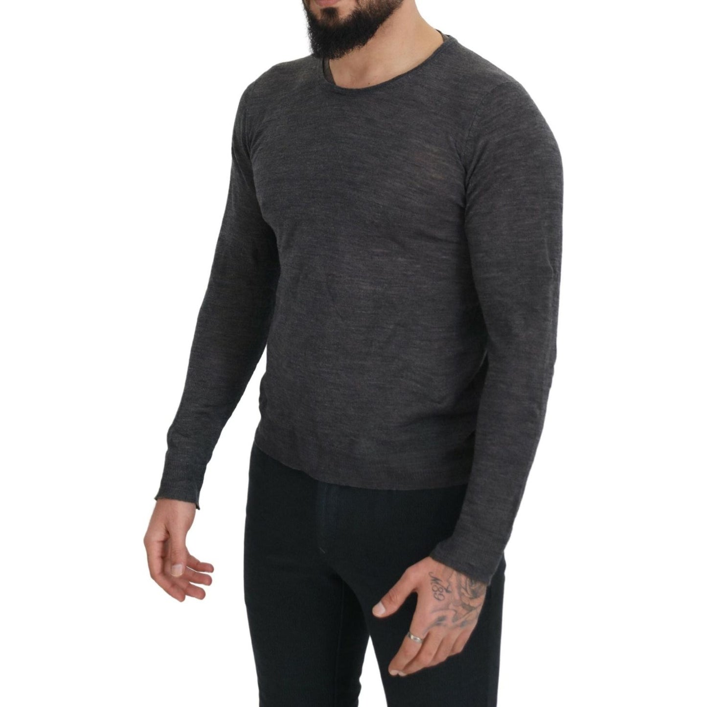 Costume National Gray Crewneck Pullover Sweater