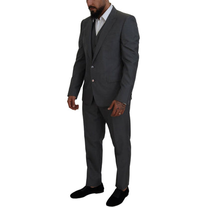 Dolce & Gabbana Gray MARTINI 3 Piece Slim Fit Suit
