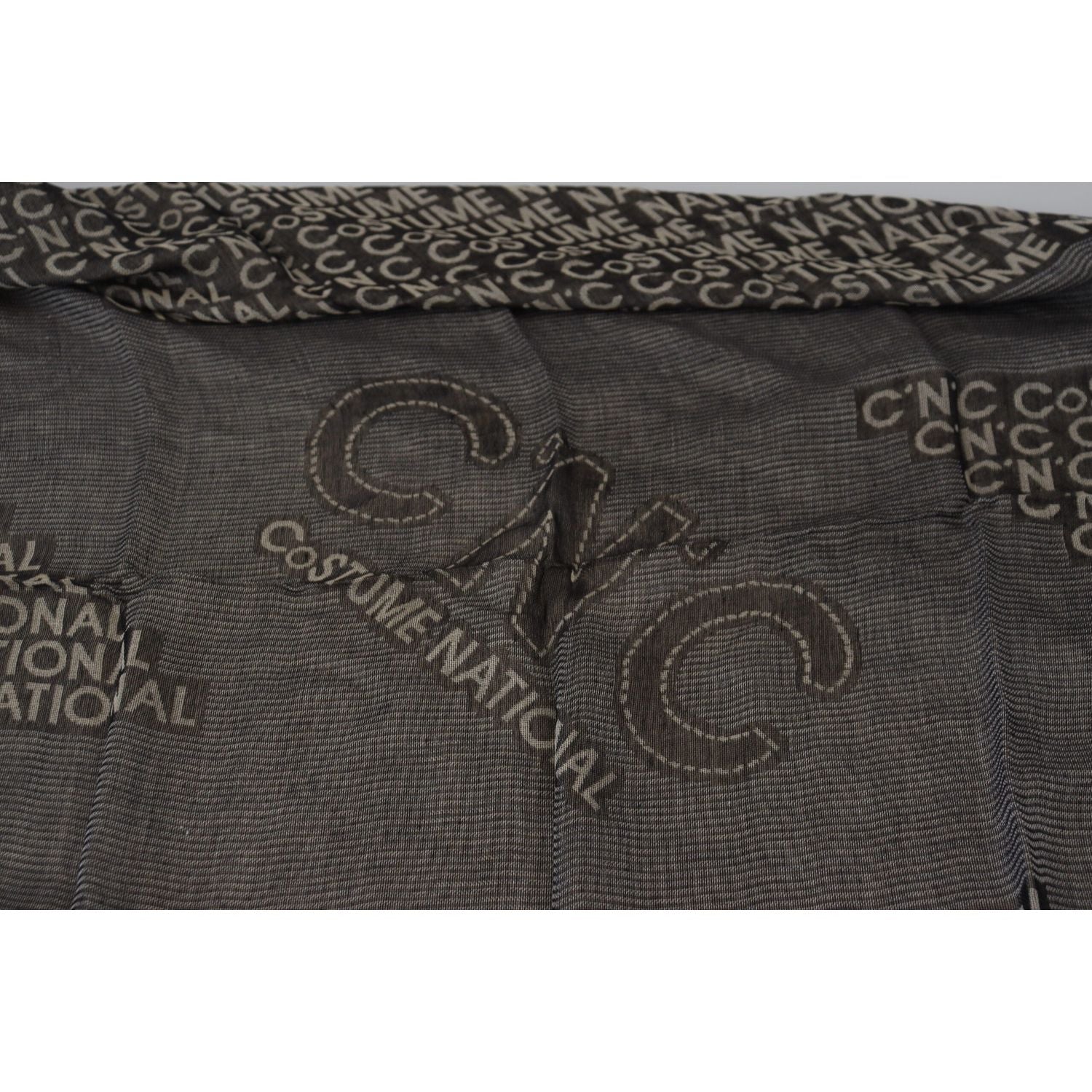 Costume National Gray Logo Knit Neck Wrap Shawl Scarf