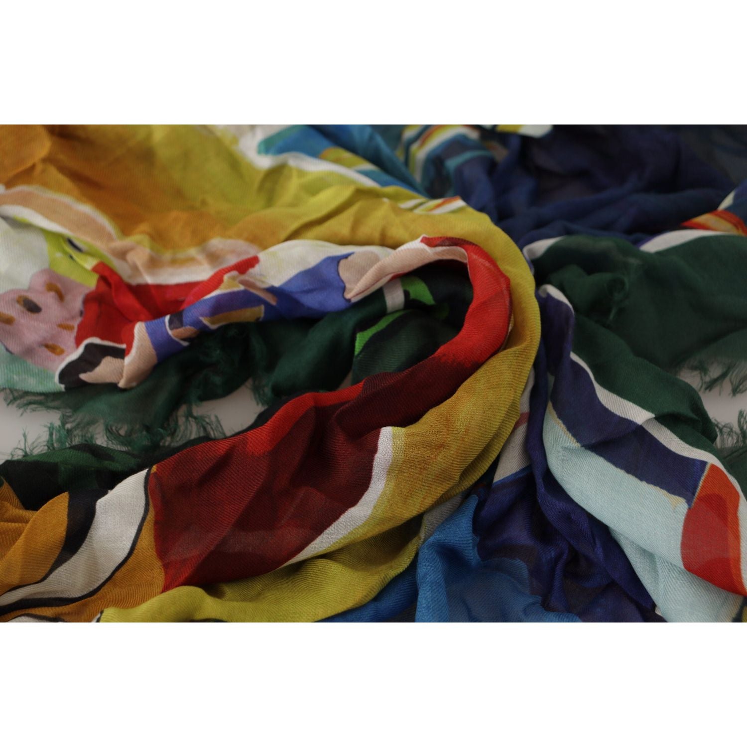 Dolce & Gabbana Multicolor Sorrento DG Shawl Fringe Scarf