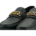 Versace Elegant Black Calf Leather Men's Loafers Versace Dark Slate Gray