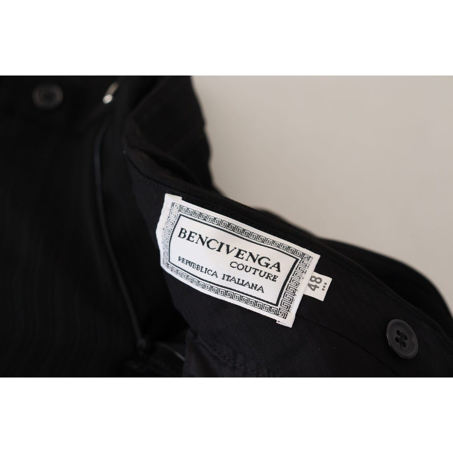 BENCIVENGA Black Cotton Straight Fit Men Formal Pants