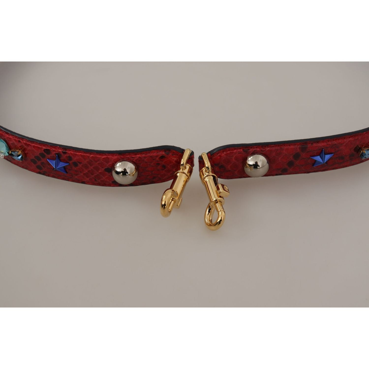 Dolce & Gabbana Red Exotic Leather Crystals Shoulder Strap