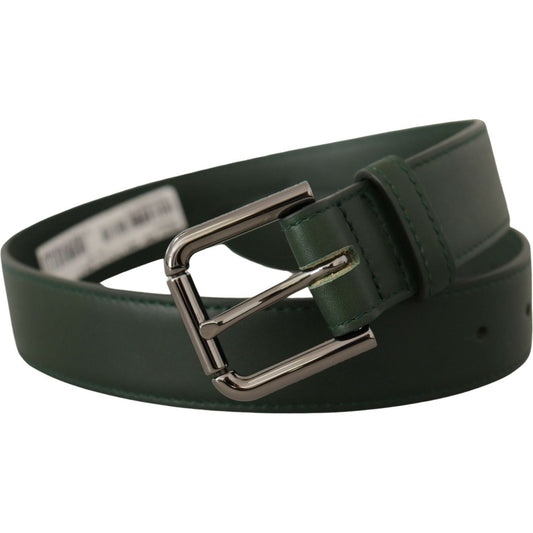 Dolce & Gabbana Army Green Leather Logo Metal Waist Buckle Belt