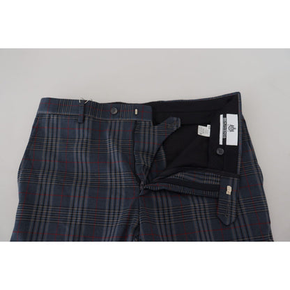 BENCIVENGA Gray Pure Wool Men Checkered Pants