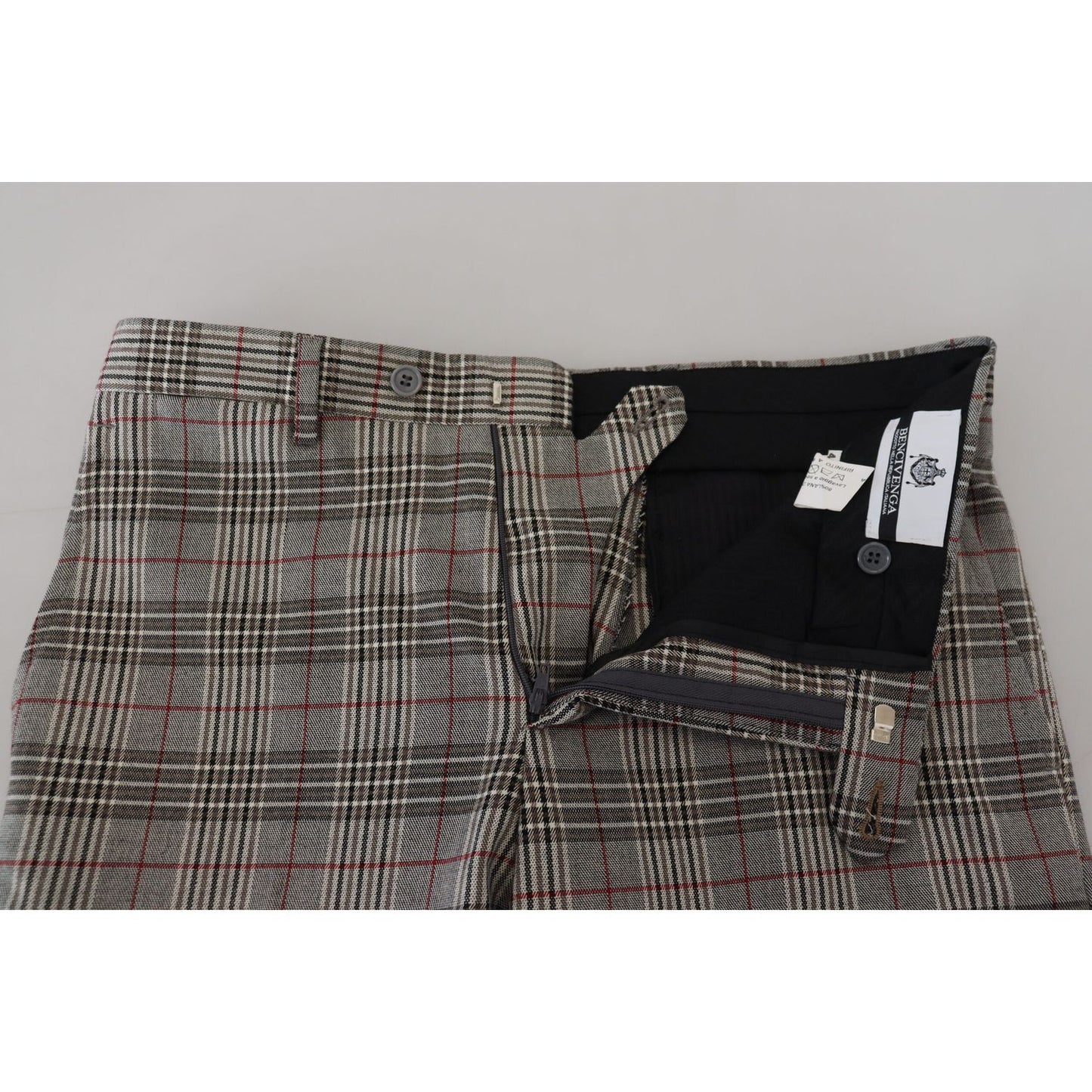 BENCIVENGA Gray Checkered Skinny Men Pants