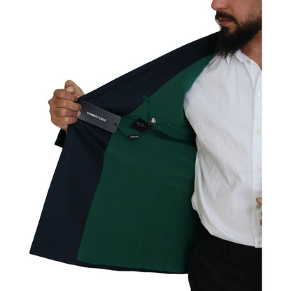 Dolce & Gabbana Blue Double Breasted Formal Coat Blazer