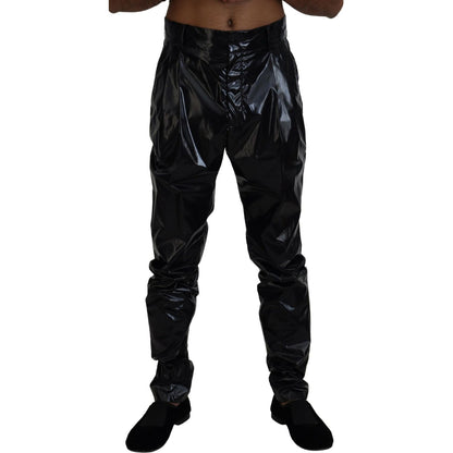 Dolce & Gabbana Black Shining Nylon Skinny Men Pants