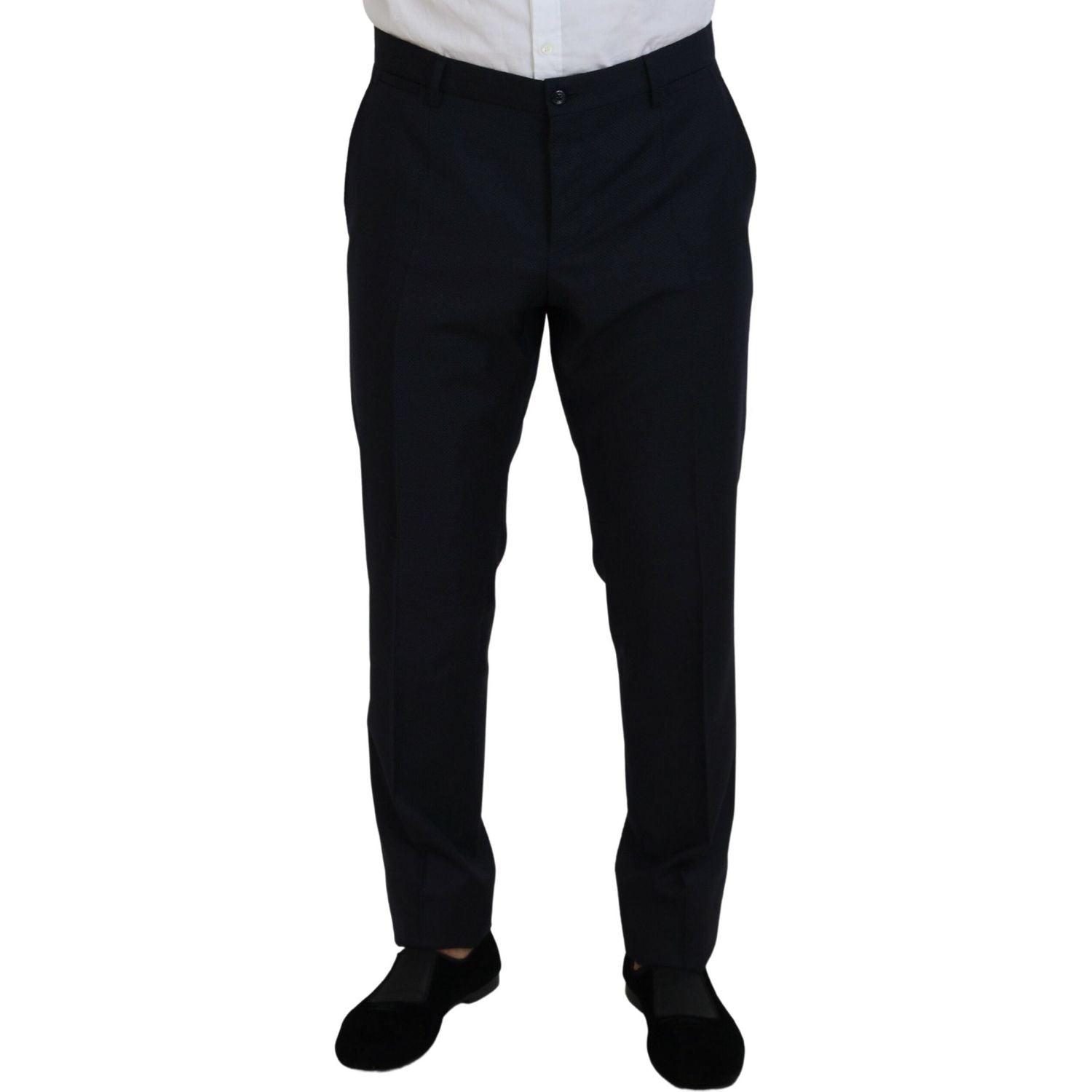 بدلة دولتشي آند غابانا الأنيقة باللون الأزرق من مزيج الصوف والحرير